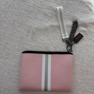 HAUTE SHORE Pink and Gray Clutch with Chain Strap